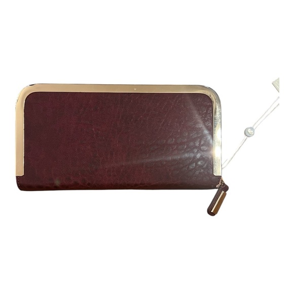 🧡 5 for $25 🧡 URBAN EXPRESSIONS Burgundy Wallet with Gold Trim - Picture 3 of 5